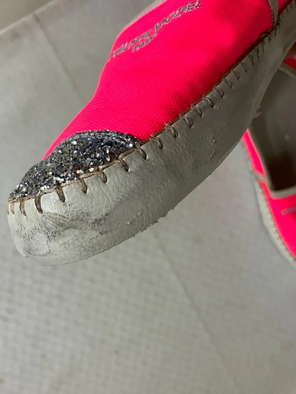 Philippe Model Paris Espadrilles Women's Size 41 Neon Pink Glitter Slip On
